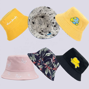 Petit lot de bonnets de bassin et de seau personnalisables en coton et en jean des deux côtés - Product Image 6
