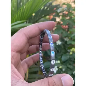 925 Silver Moonstone Crystal <b>Bangle</b> Bracelet - Product Image 2