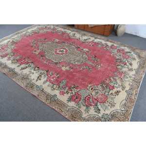 พรมวินเทจตุรกี ขนาด 7x10.2 ฟุต (214x312 ซม.) พรมลายทางสีแดง - Product Image 4