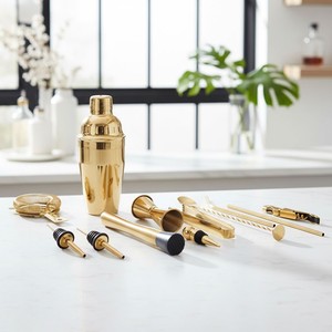 Luxury Gold Finish <b>Bar</b> <b>Tool</b> Set with Wooden Stand Complete Cocktail Making Kit Durable Premium Design Home <b>Bar</b> Essential - Product Image 4