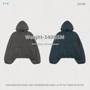 Custom 350gsm <b>Hoodie</b> <b>Oversized</b> Pullover <b>Black</b> Cotton Washed Puff Print Streetwear French Terry Embossed Boxy Plain Hoodies - Product Image 3