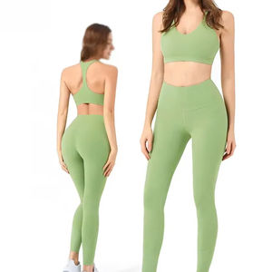 Nouveauté Ensemble de yoga pour femmes de qualité supérieure motif écossais avec fermeture élastique à la taille - Product Image 6