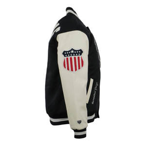 Parches de chenilla bordados a medida, chaquetas de béisbol Letterman, camiseta de béisbol en blanco y negro para adultos - Product Image 4