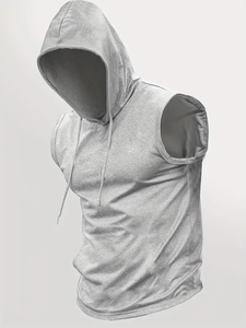 Camiseta sin mangas de verano para hombre, Sudadera con capucha granate de ajuste regular de estilo Atlético clásico para gimnasio al aire libre de talla grande - Product Image 2