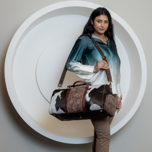 Personalized Hair on Tooled Leather <b>Large</b> <b>Duffel</b> <b>Bag</b> Cowhide Overnight Luggage <b>Bag</b> Genuine Leather Travel Weekender Unisex <b>Bag</b> - Product Image 2