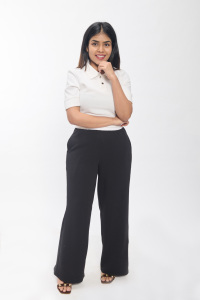 Classic Short Sleeve <b>Polo</b> Neck <b>Top</b> for <b>Women</b> in White Soft Cotton Blend Lightweight Office Casual Travel Tee with Round Collar - Product Image 6