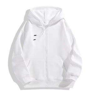 Sudadera con capucha de algodón 100% elegante para hombre con cremallera completa Ropa de calle de moda para invierno Tallas grandes Teñido liso en stock - Product Image 3