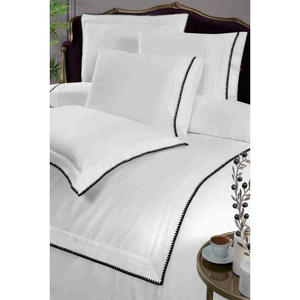 Parure de lit de luxe 6 pièces King Size XL, housse de couette, drap-housse en satin de coton, taies d'oreiller, motif uni, surpiqûres pour la maison - Product Image 5