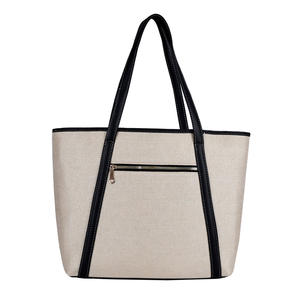 Sac à main en jute écologique pour femmes, poignée en cuir véritable, imprimé à l'écran, conçu pour les amateurs de mode, le bureau, les courses - Product Image 1