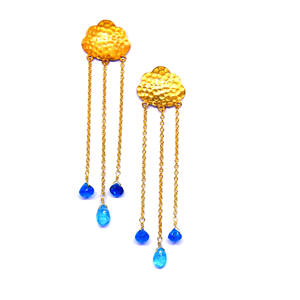 Apatita Plata tradicional de Ley 925 Piedras preciosas chapadas en oro Pendientes elegantes únicos para mujer - Product Image 2