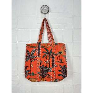 Large Reversible Quilted Velvet Cotton Boho <b>Tote</b> Bag Eco-Friendly Sustainable Sturdy for Grocery Shopping <b>Beach</b> Weekends Ochre - Product Image 4