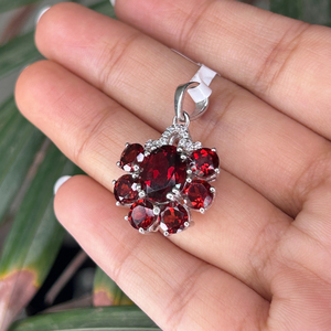 งานแฮนด์เมดแท้สีแดงโกเมนและเพชรอเมริกันแท้จี้อัญมณีของขวัญครบรอบเครื่องประดับผู้หญิงขายส่งเป็นจำนวนมาก - Product Image 6