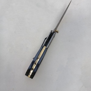 Jexmoo cuchillo de bolsillo de acero damasco hecho a mano de grado industrial OEM personalizado Funda de cuero para regalo de aniversario padrino presente - Product Image 5