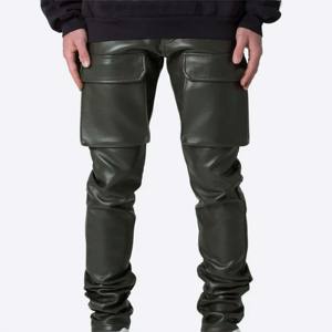 "Comfortable Men's <b>Leather</b> <b>Cargo</b> <b>Pants</b> - Breathable, Durable, and Perfect for Casual Wear and Daily Activities" - Product Image 3