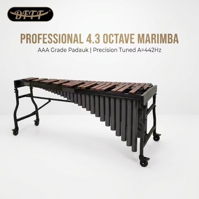 4.3 Octave Padauk Marimba Professional Percussion Instrument with Wooden Tone Bars for School and Performance