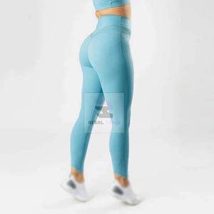 Women's Breathable Knitted Gym Yoga Leggings with Comfortable Feature Customizable Logo on Waist - Product Image 4