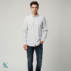 Breathable Cotton/Spandex <b>Stretch</b> Medium Weight Striped Anti-Pilling Formal Fabric for <b>Men's</b> Casual <b>Shirts</b> - Product Image 1