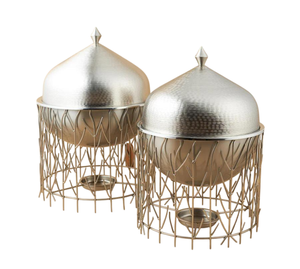 Pot rond isolé Casserole à couvercle plaqué argent Élégant pour le service des aliments dans les fêtes d'hôtel de mariage dans une marmite en métal - Product Image 6