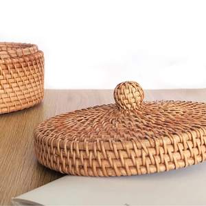 Panier rond en rotin artisanal du Vietnam, nouveau modèle - Product Image 5