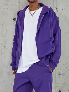 Sudadera con capucha estampada completamente personalizada para hombre, de color sólido y cremallera completa Sudadera con capucha, ropa informal de invierno de algodón 100% de gran tamaño, sudaderas con capucha para hombre - Product Image 4