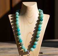 Collier en perles d'Amazonite naturelle, perles rondes, fermoir doré, bijoux bohèmes pour femmes, pierres précieuses de guérison, cadeau