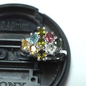 Anillo de racimo de plata con piedras preciosas de turmalina Natural para mujer Estilo religioso de pureza 92,5 - Product Image 5