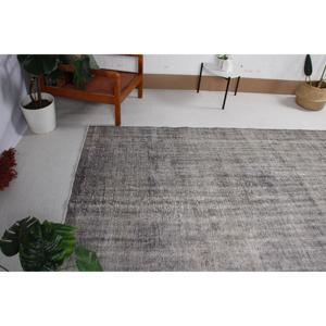 พรมวินเทจสไตล์ตุรกี ขนาดใหญ่ 4.9x9.4 ฟุต พรมลายกราฟิกสีเทา - Product Image 4