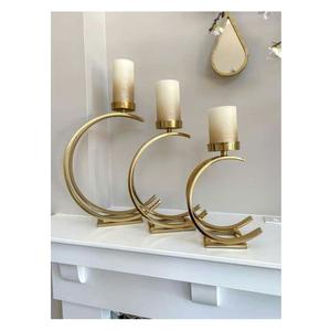 Juego de portavelas de Metal y aluminio, Set de 3 portavelas decorativas con estilo, en 3 tamaños, venta al por mayor, nuevo diseño dorado, 2023 - Product Image 2