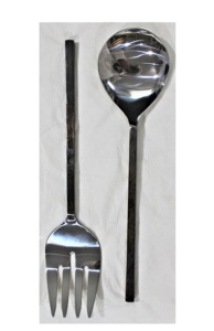 Cuchara y tenedor de ensalada de alta calidad con juego de servidor de mango de aspecto de diseñador para restaurante de Hotel y hogar - Product Image 4