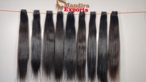 Venta al por mayor crudo natural 100% proveedor virgen color negro mechones rectos largos rizado templo indio del Sur extensiones de cabello humano - Product Image 2