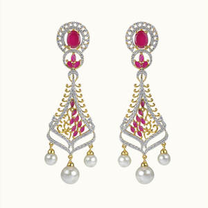 ต่างหูระย้าประดับมุกเทียมสองสีสำหรับผู้หญิงเครื่องประดับแฟชั่น - Product Image 3