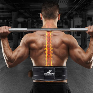 Cinturones de Levantamiento de Pesas SONISPO SPORTS FITNESS 2024 Personalizados de Alta Calidad Unisex de Cuero Vacuno Resistentes al Desgaste con Hebilla de Pin en Color Negro - Product Image 2