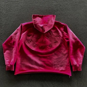 Custom 100% Cotton Vintage Hoodie for Men Distressed Embroidery Applique Patch Acid <b>Wash</b> Full Sleeves Heavyweight 3D Winter - Product Image 6