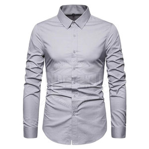 Camisas de vestir de verano de alta calidad para hombre, diseño de logotipo personalizado, transpirable, 100% algodón, patrón sólido, servicio OEM de punto - Product Image 2
