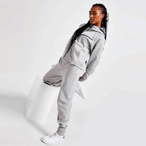 Private Label 69% Cotton 31% Polyester <b>Women</b> Tech <b>Fleece</b> Tracksuit Heather Grey Full Zip Hoodie <b>Joggers</b> Sweatpants Sweat s - Product Image 2