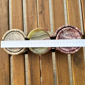 Juego de 6 Posavasos de Mármol Ónix Personalizados con Soporte, Regalo Hecho a Mano - Product Image 4