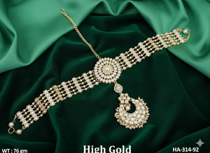 Accessoire de cheveux antique en or haut vintage, ornement de juda, bijoux de cheveux de mariée indiens traditionnels, fabriqués à la main, design ethnique - Product Image 3