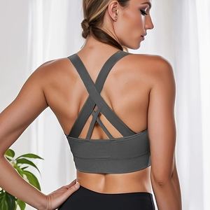 Chaleco de entrenamiento con hombros cruzados de impacto para mujer, camiseta sin mangas transpirable para gimnasio y Fitness con Sujetador deportivo de Yoga, ropa deportiva sencilla - Product Image 2