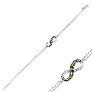 Design coloré mélange CZ pierre infini forme bracelet à breloques en gros artisanat bijoux en argent Sterling pour dame - Product Image 4