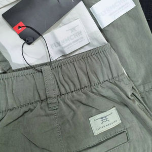 100% coton Cargo pantalons longs Anti-rides Style de travail Baggy pantalons de survêtement taille moyenne coupe ample lavage coloré techniques froissées - Product Image 5