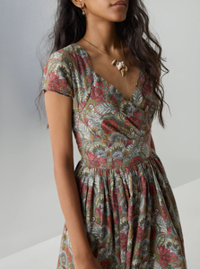Robe trapèze en coton à motif de feuillage de sauge Paisley - Product Image 3