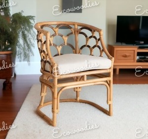 Sillón elegante de estilo antiguo de bambú y Ratán, silla de jardín tallada a mano para comedor, restaurante, sala de estar o salón de jardín - Product Image 3