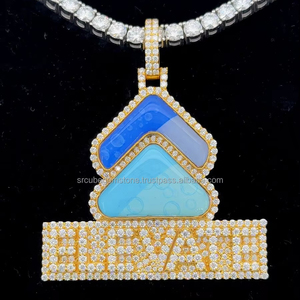 สร้อยคอจี้เพชรโมอิสแบบแผ่นป้ายแบบกำหนดเองขนาด14K ตัวอักษรชุบทองพร้อมเครื่องประดับเคลือบ - Product Image 1