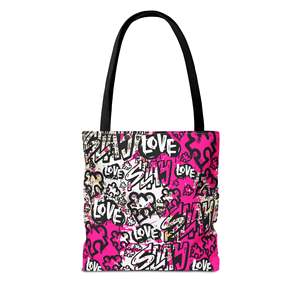 Bolso Tote Chic Urbano 'Slay' con Diseño Vibrante de Grafiti, Estilo Amoroso, Resistente al Agua, de Cuero PU, Cierre Abierto, Poliéster para Verano y Otoño - Product Image 2