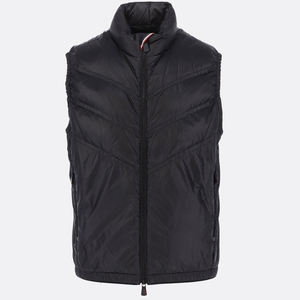 Men's Customized Lightweight Down Puffer Vest Jacket Winter Nylon <b>Gilet</b> with Sleeveless Coat Leather Fabric - Product Image 1