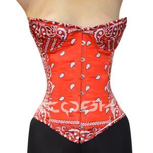 Corsé con estampado paisley y varillas de acero sobre el busto - Product Image 5