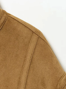 Abrigo de Terciopelo de Cordero de Doble Cara para Mujer 2025, Chaqueta Corta con Cuello Alto y Bolsillos, Prenda Exterior Femenina - Product Image 6