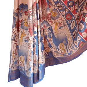 Sari Kalamkari en coton et soie, motif ivoire, peint à la main, ethnique indien, pour tous les jours, festivals et soirées - Product Image 2