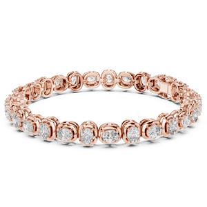 Bracelet tendance pour femme en or massif 14 carats plaqué rhodium certifié IGI, forme ovale, diamants de laboratoire pour fiançailles ou cadeau - Product Image 2