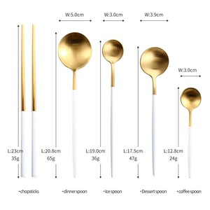 Ensemble de 4 couverts en acier inoxydable produits de haute qualité meilleurs prix ensembles de couverts pour cadeaux utilisation de mariage poignées à revêtement blanc - Product Image 4